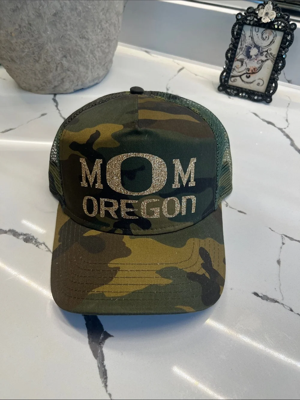OTTO Olive Green Camo Mesh Back Trucker Hat